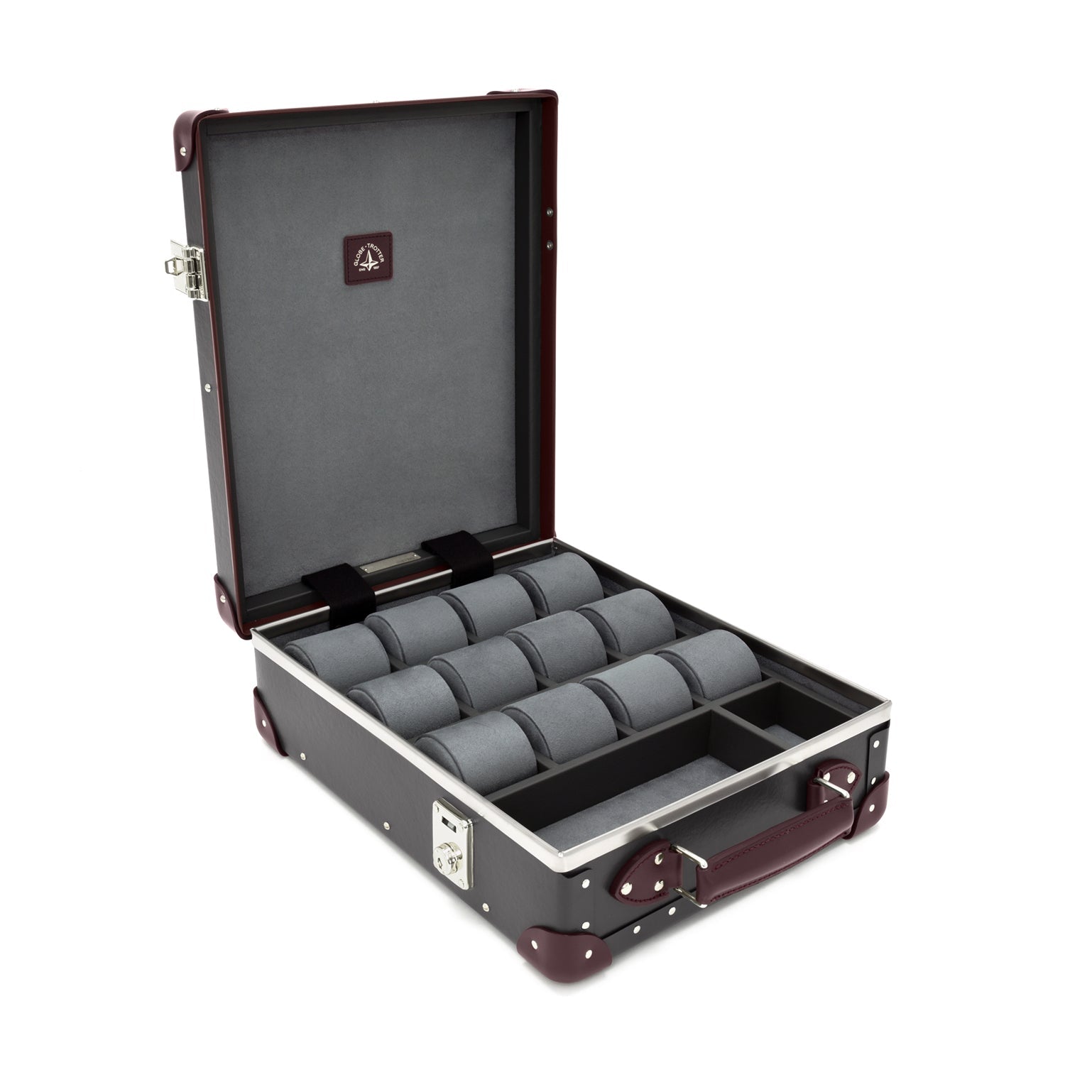 Centenary · 12-Slot Watch Case | Brown/Burgundy - GLOBE-TROTTER