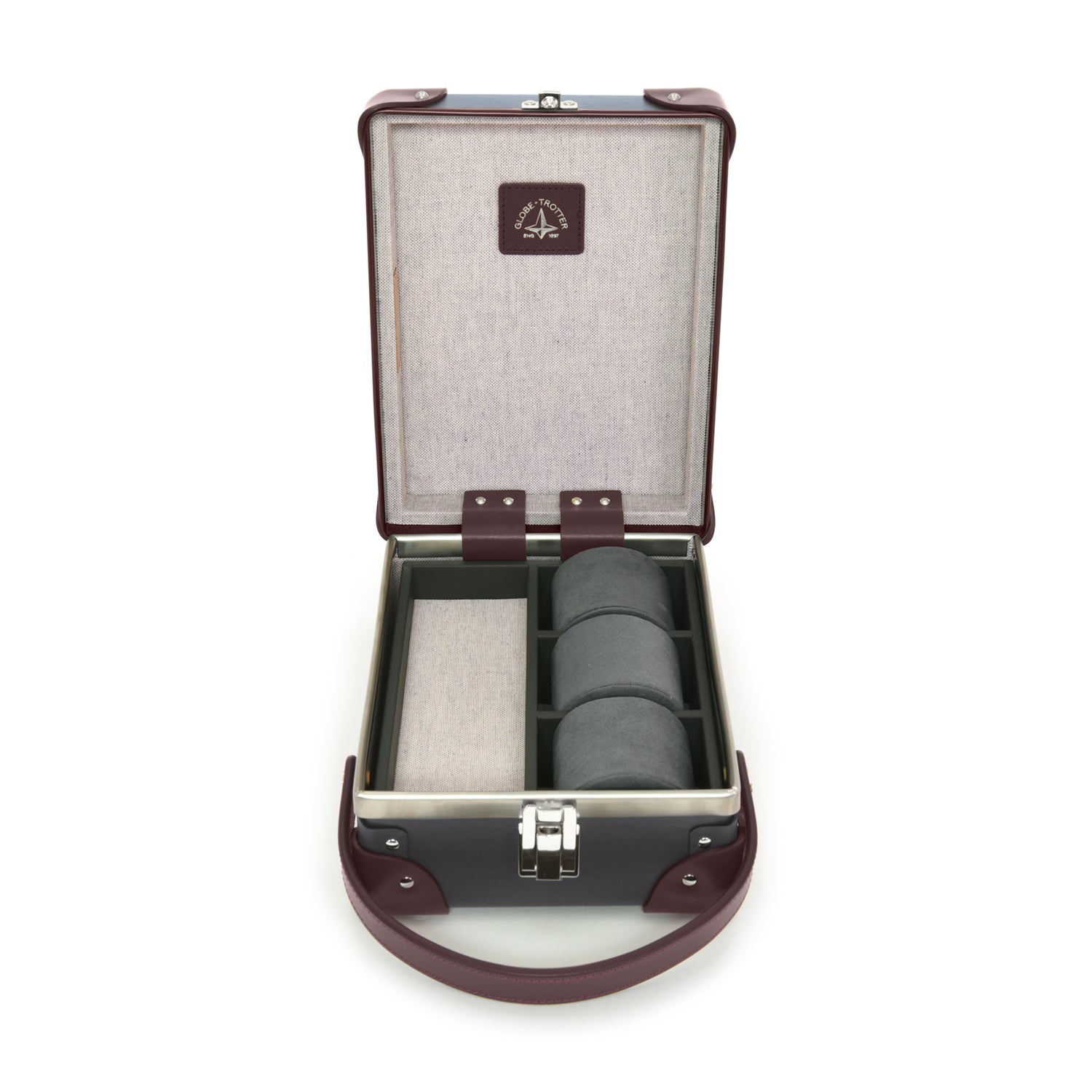 Centenary · 3-Slot Watch Case | Brown/Burgundy - GLOBE-TROTTER