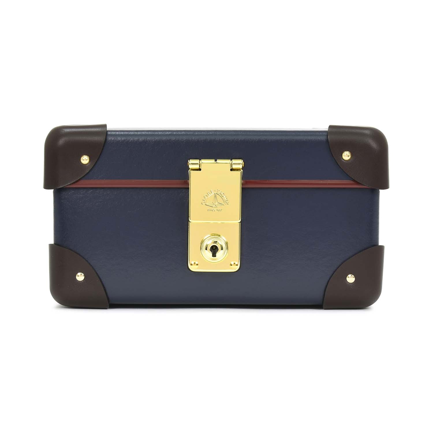 Centenary · 3-Slot Watch Case | Navy/Coco/Gold - GLOBE-TROTTER