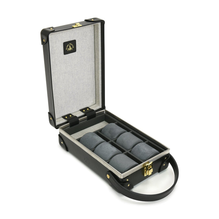 Centenary · 6-Slot Watch Case | Black/Black/Gold - GLOBE-TROTTER