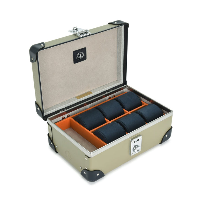 Centenary · 6-Slot Watch Case - Landscape | Olive/Navy/Chrome - GLOBE-TROTTER