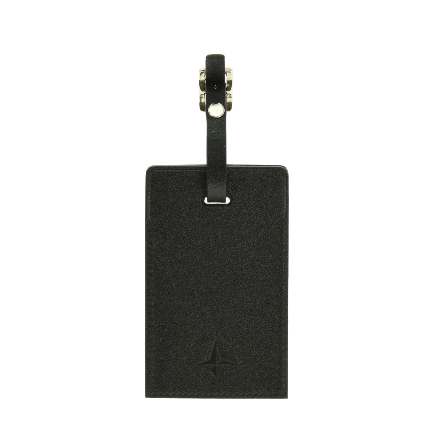Luggage Tag Black Chrome Globe Trotter