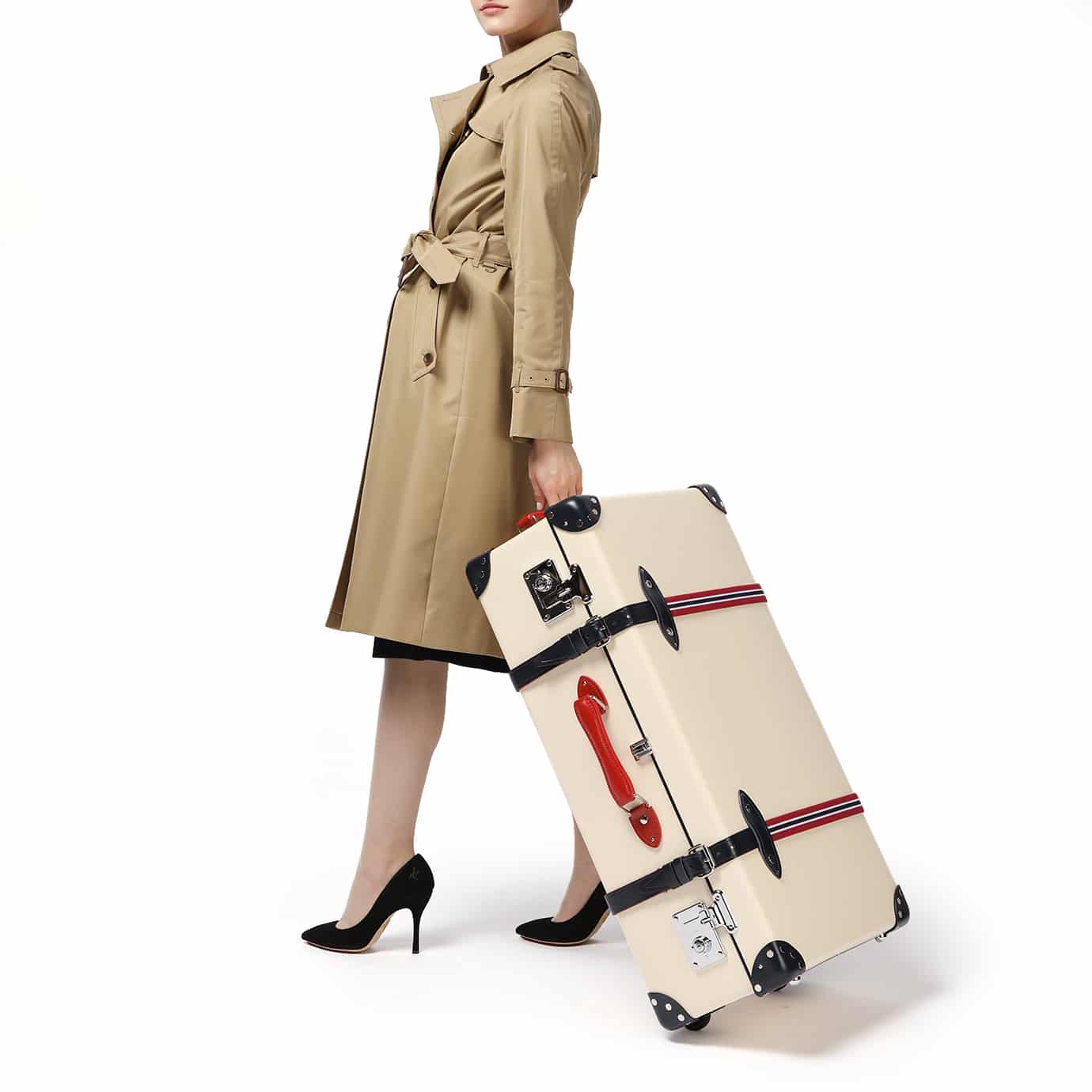 St. Moritz · Large Suitcase | Ivory/Navy & Red - GLOBE-TROTTER