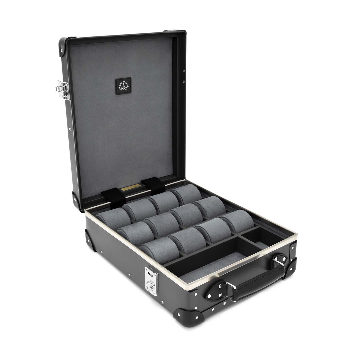 Centenary · 12-Slot Watch Case | Charcoal/Black/Chrome