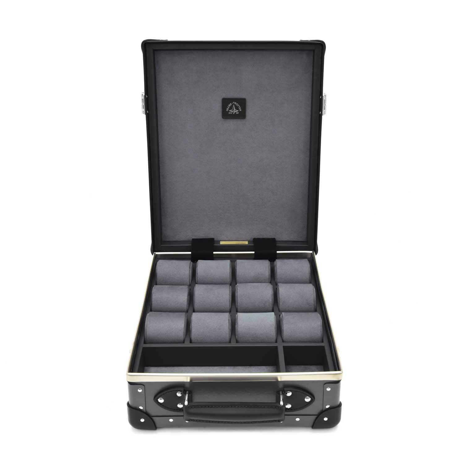 Centenary · 12-Slot Watch Case | Charcoal/Black/Chrome