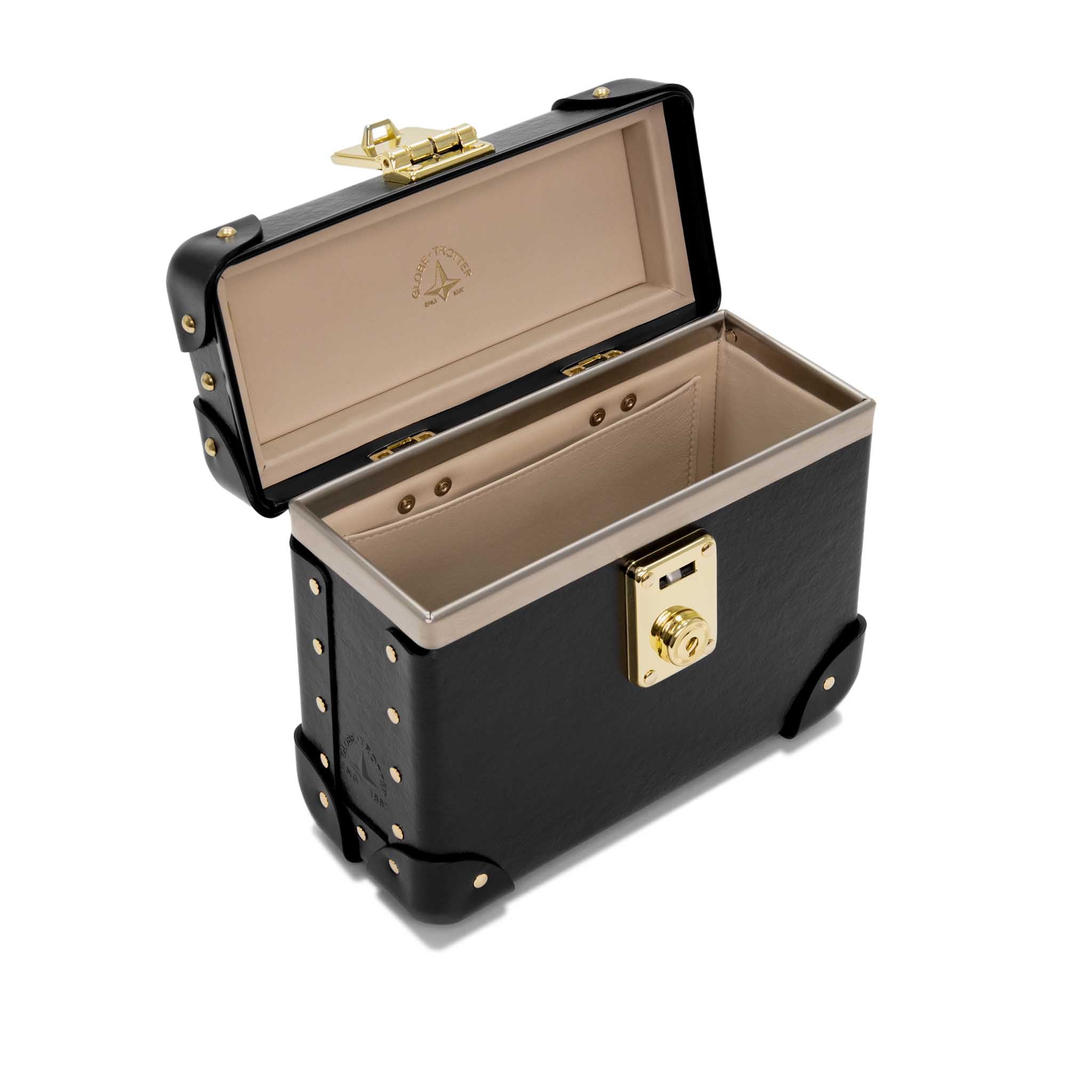 Globe-Trotter | Centenary Handbag | Small | Black & Gold | Luxury Bag