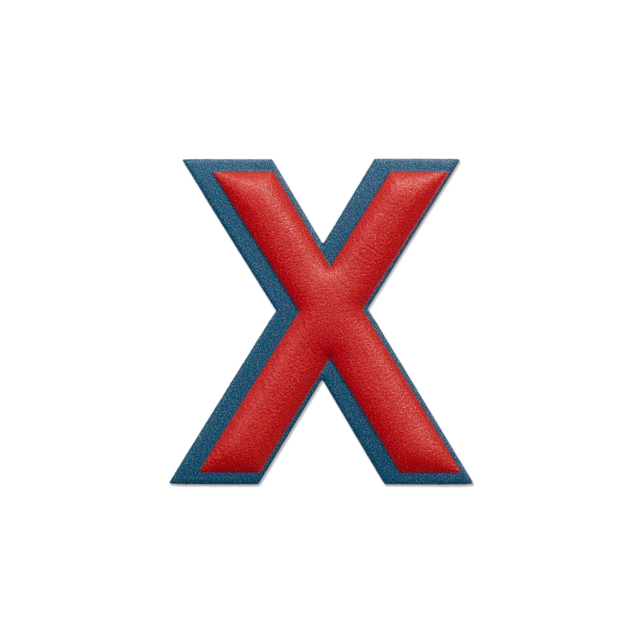 Alphabet · Leather Sticker | Red/Petrol Blue | X