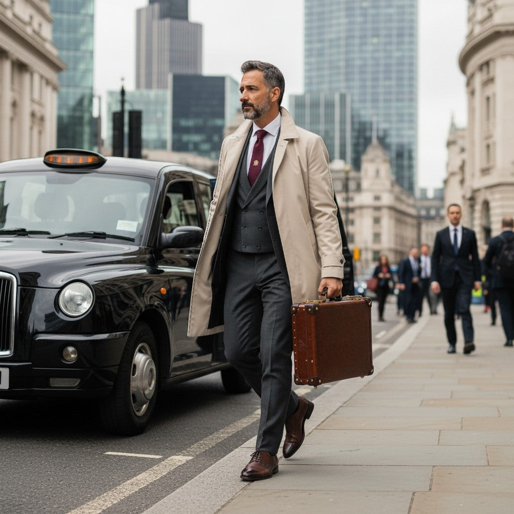 GLOBE-TROTTER Orient Attaché briefcase in Urushi/Burgundy/Gold. Vulcanised fibreboard with high-gloss lacquer, leather trim, and gold fittings.