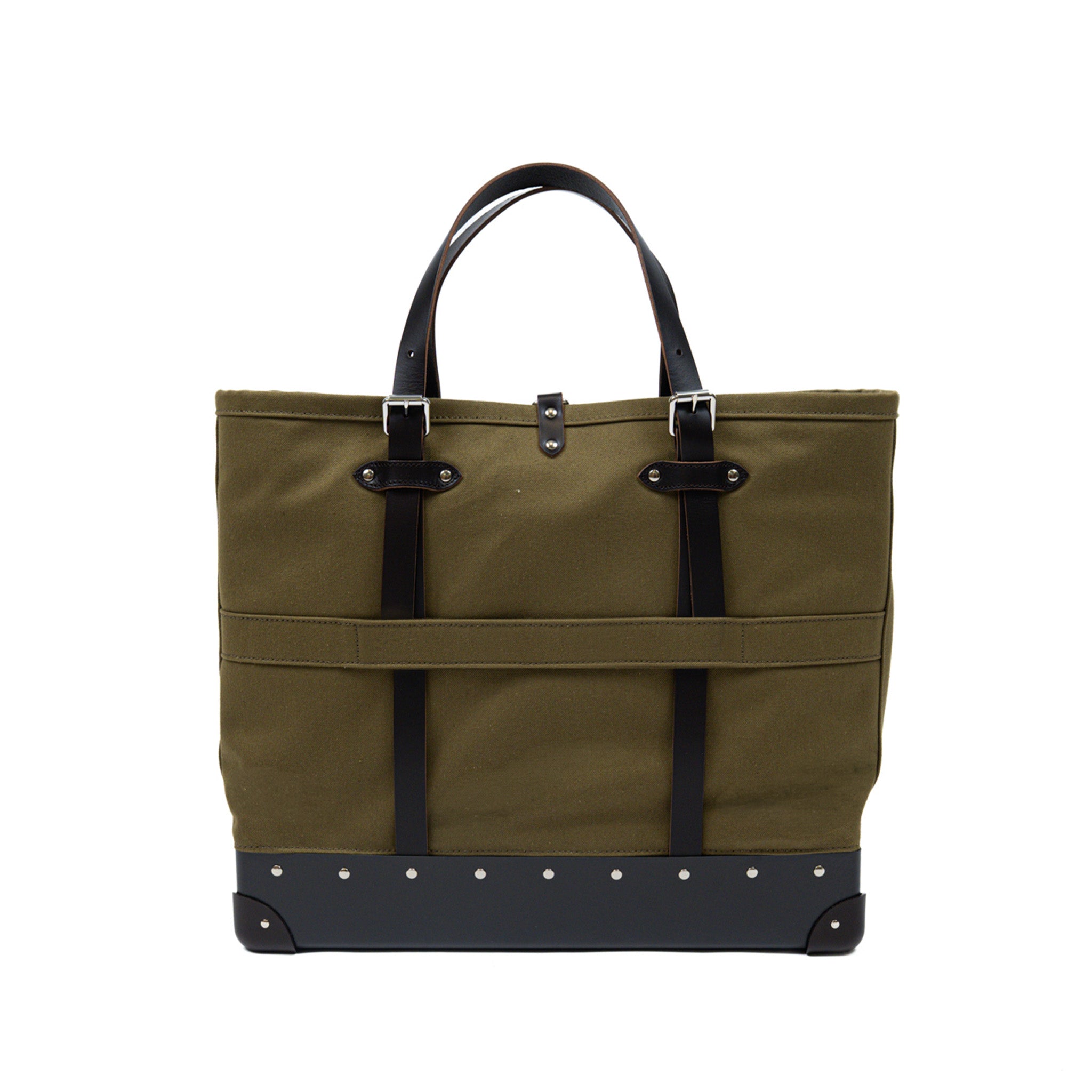 Centenary · East West Canvas Tote | Green/Coffee Brown/Chrome