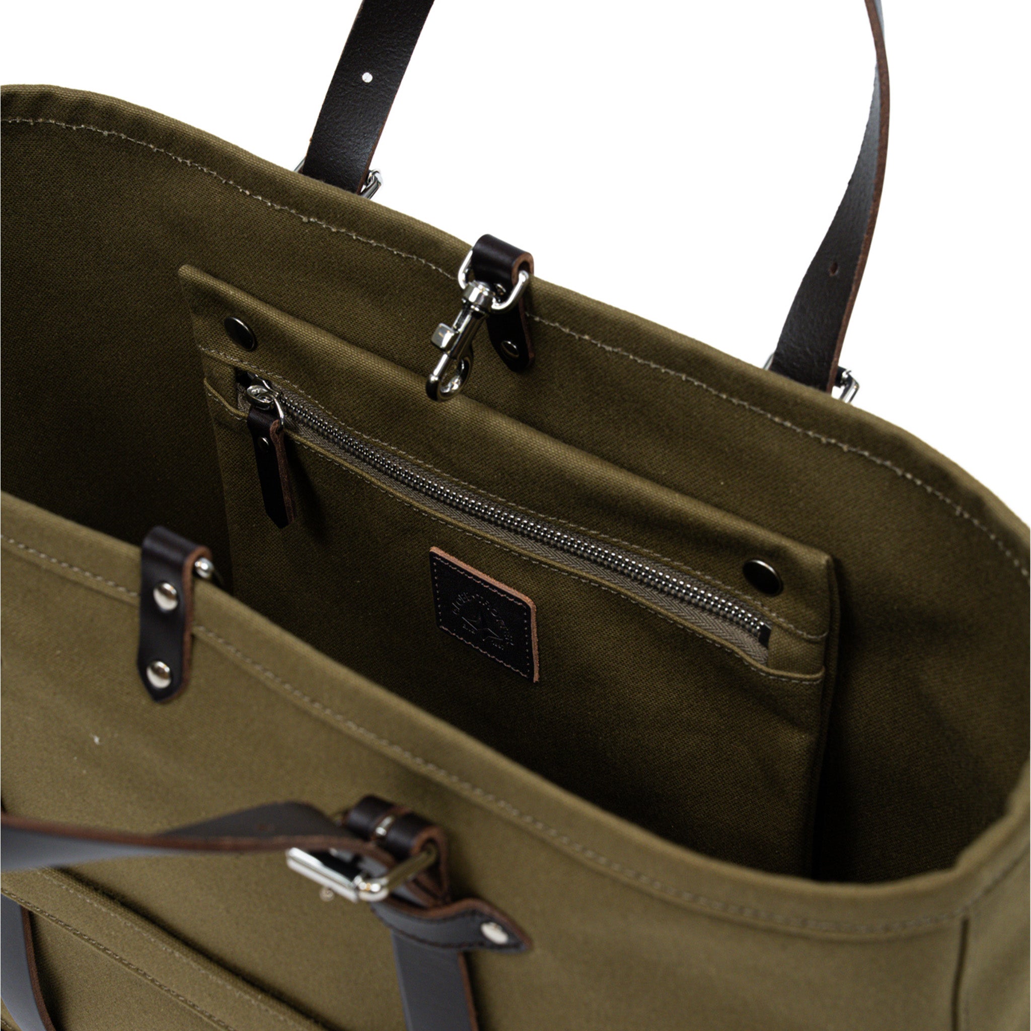 Centenary · East West Canvas Tote | Green/Coffee Brown/Chrome