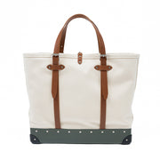 Centenary · East West Canvas Tote | Natural/Green/Chrome