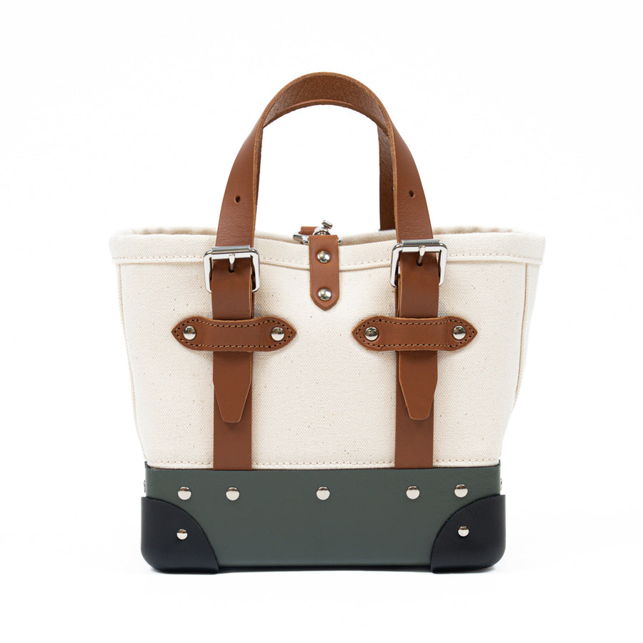 Centenary · Mini Canvas Tote | Natural/Green/Chrome – first image