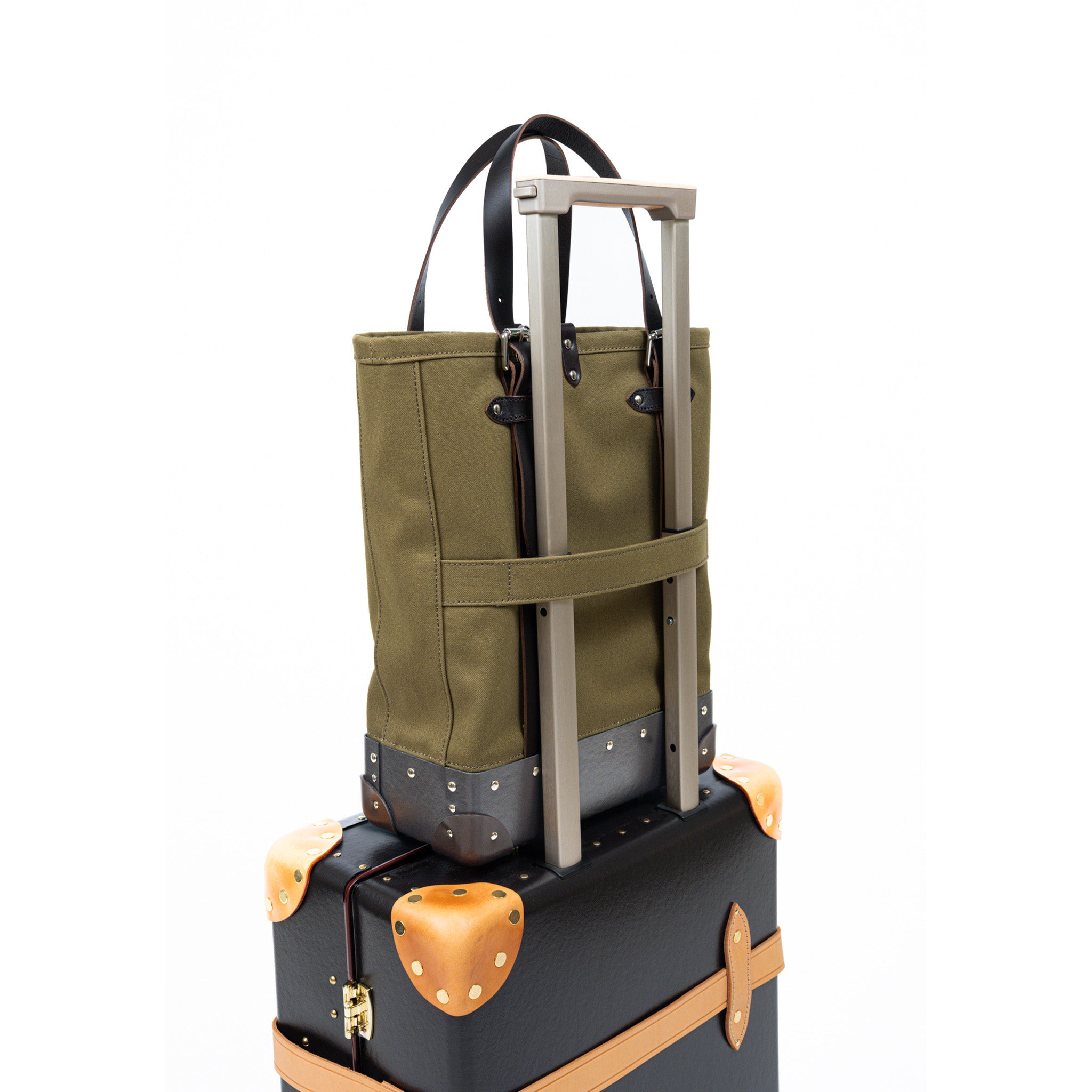 Centenary · North South Canvas Tote | Green/Coffee Brown/Chrome