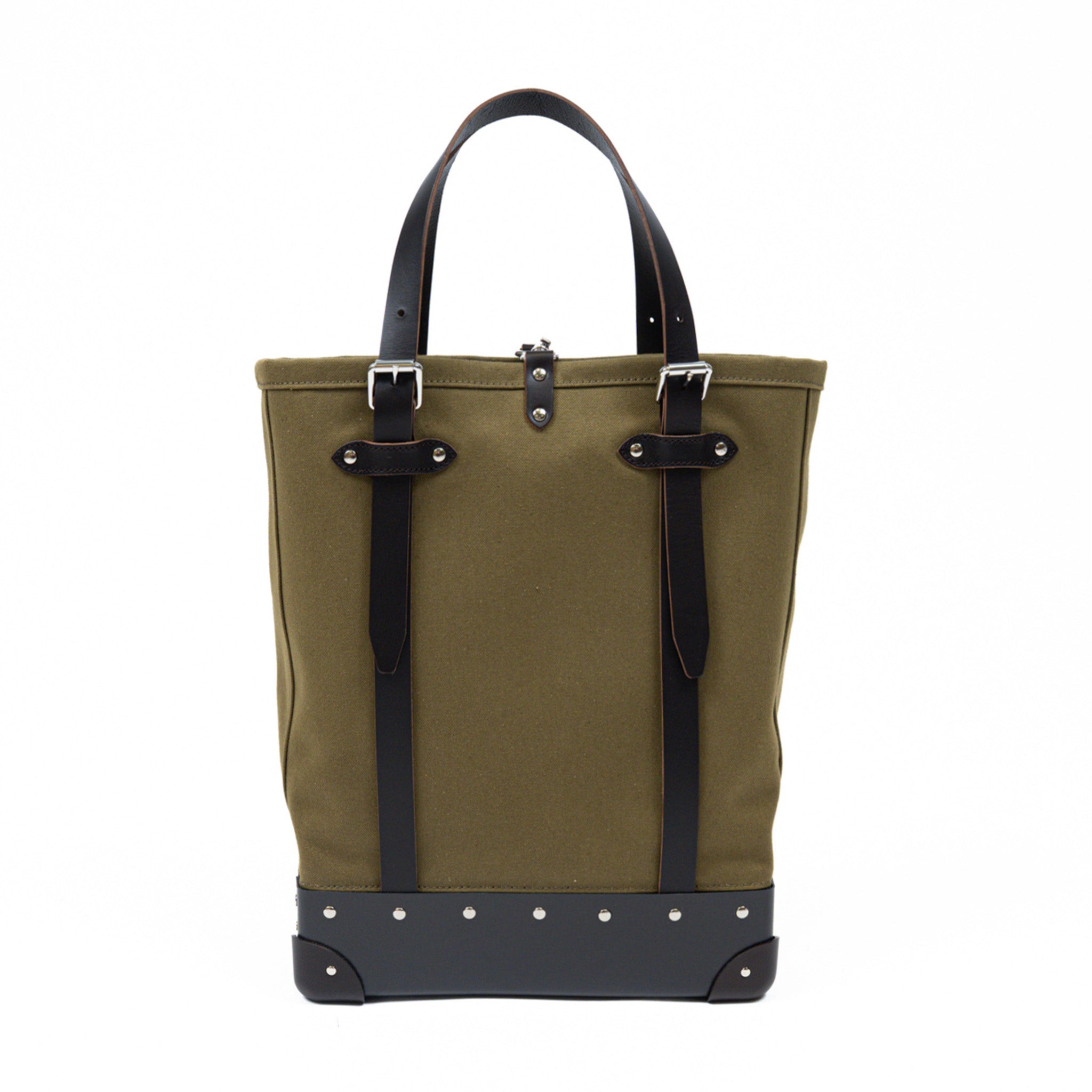 Centenary · North South Canvas Tote | Green/Coffee Brown/Chrome