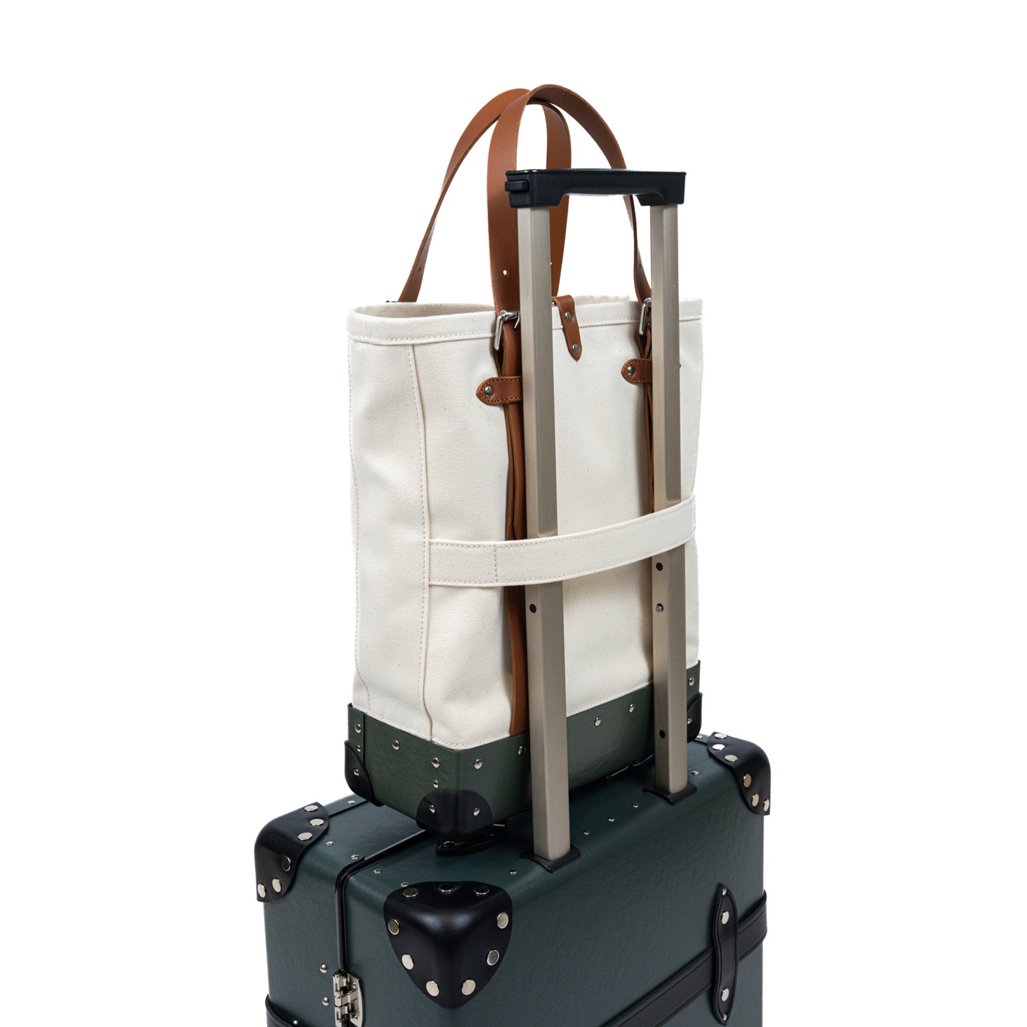 Centenary · North South Canvas Tote | Natural/Green/Chrome