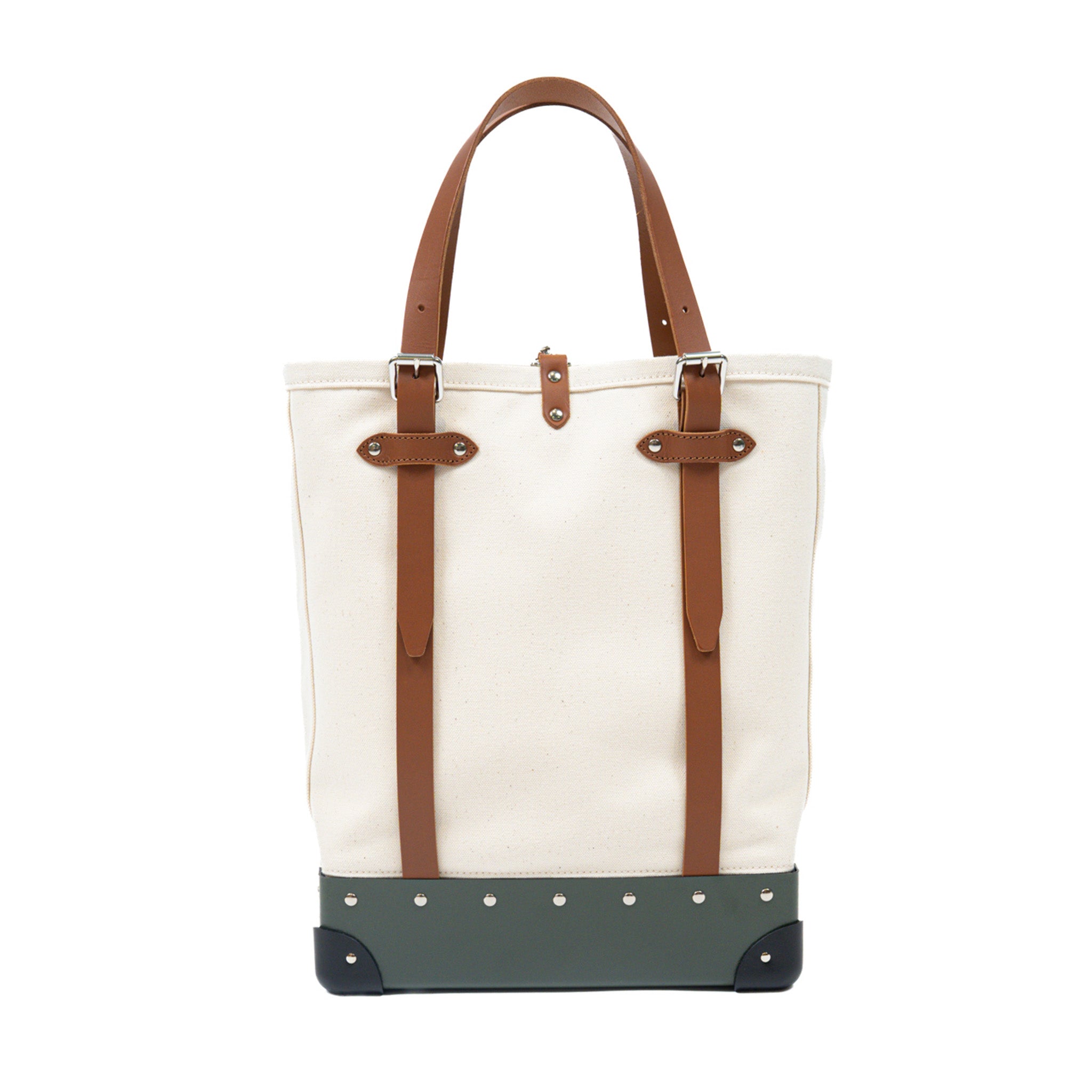 Centenary · North South Canvas Tote | Natural/Green/Chrome