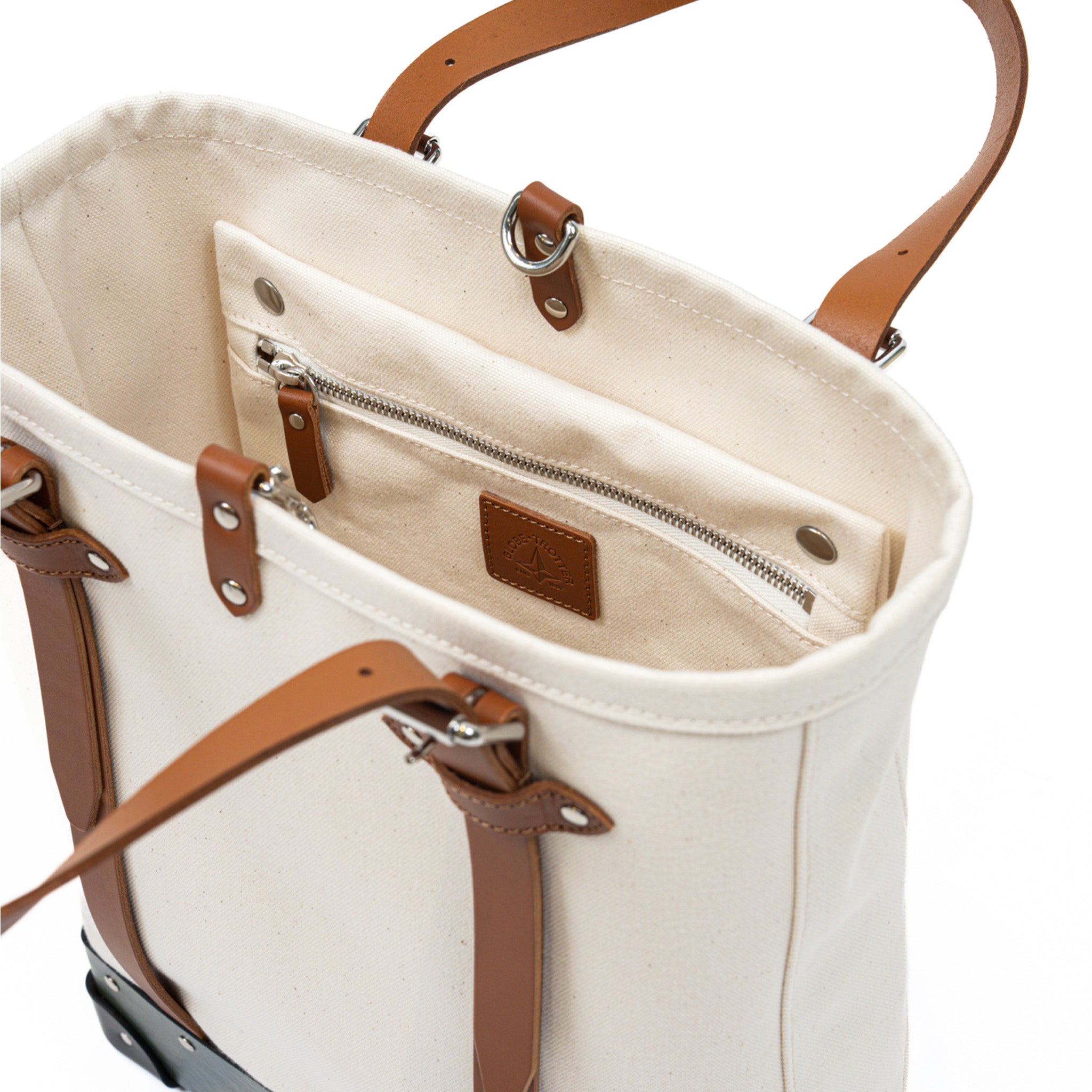 Centenary · North South Canvas Tote | Natural/Green/Chrome