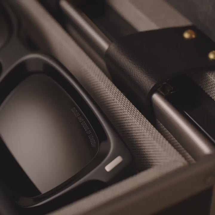 Load video: Cutler &amp; Gross · 4-Slot Glasses Cases | Green/Brown/Gold