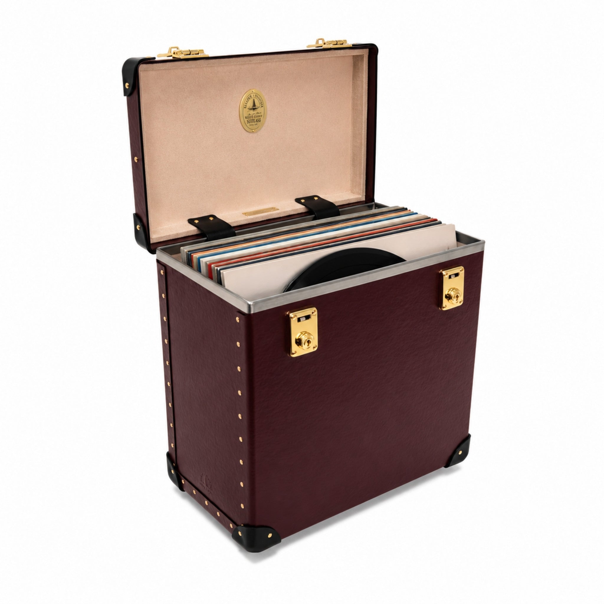 Home Collection · Vinyl Record Case | Oxblood/Black/Brass