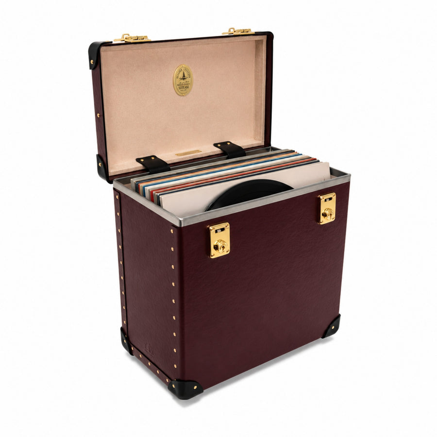 Home Collection · Vinyl Record Case | Oxblood/Brown/Brass – first image