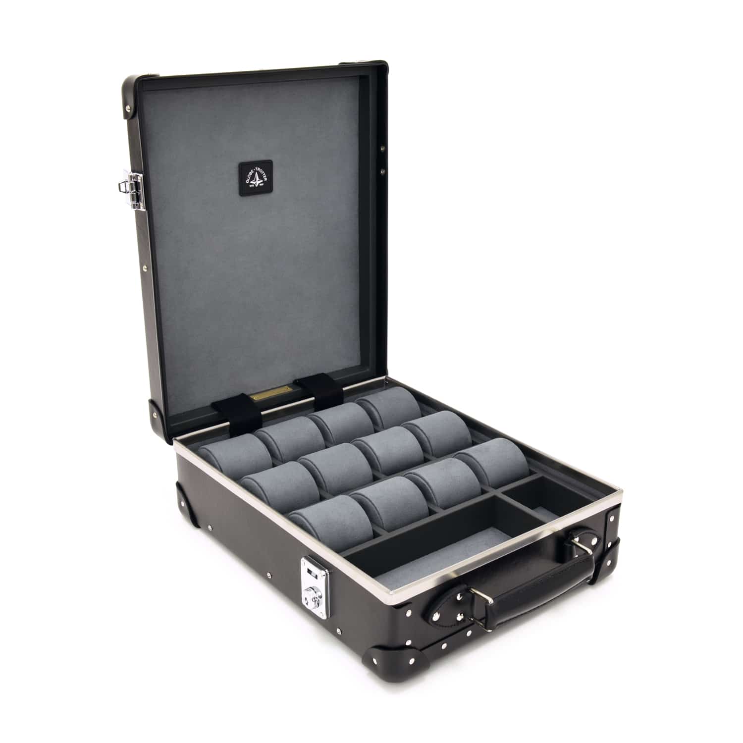 Centenary · 12-Slot Watch Case | Black/Black - GLOBE-TROTTER