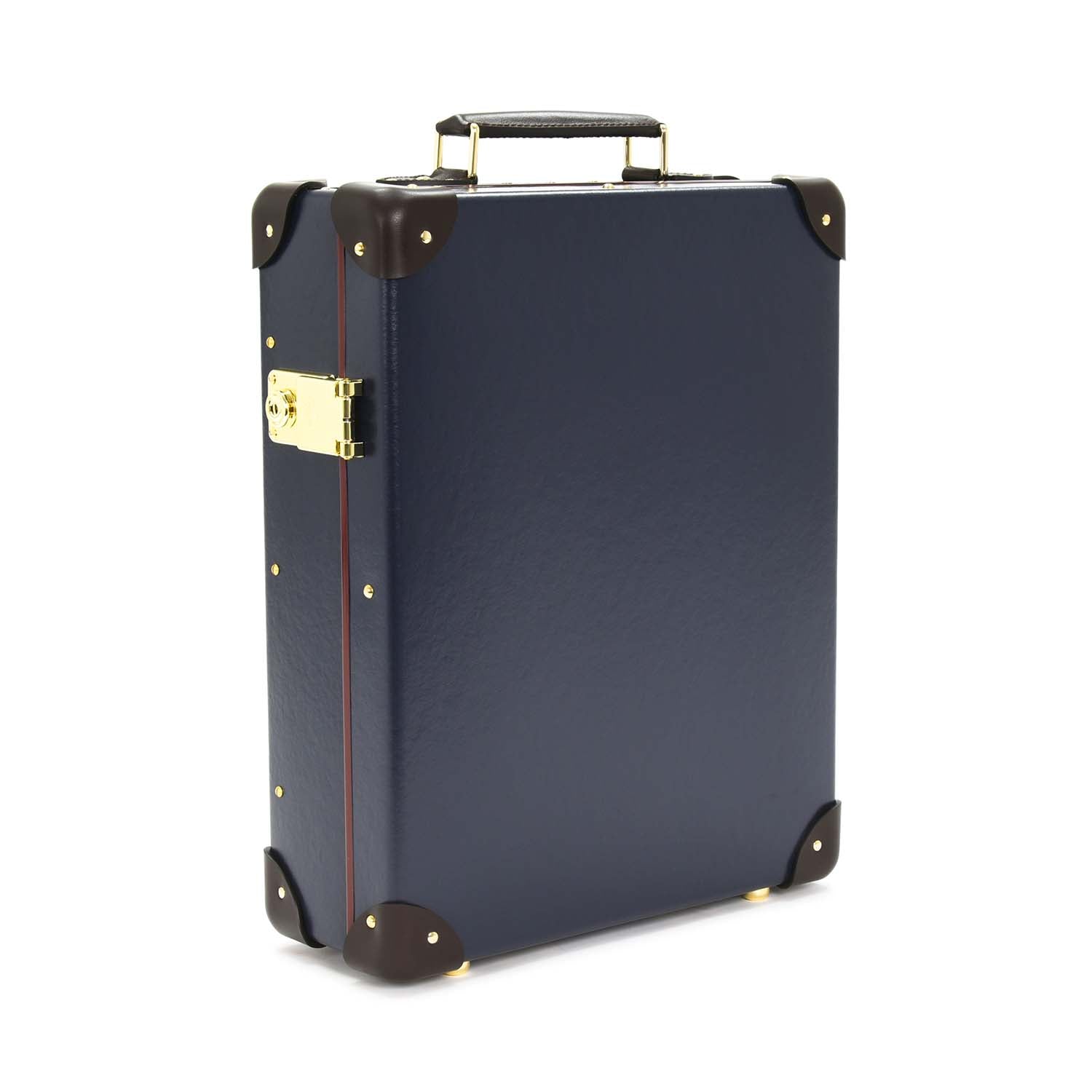 Centenary · 12-Slot Watch Case | Navy/Coco/Gold - GLOBE-TROTTER