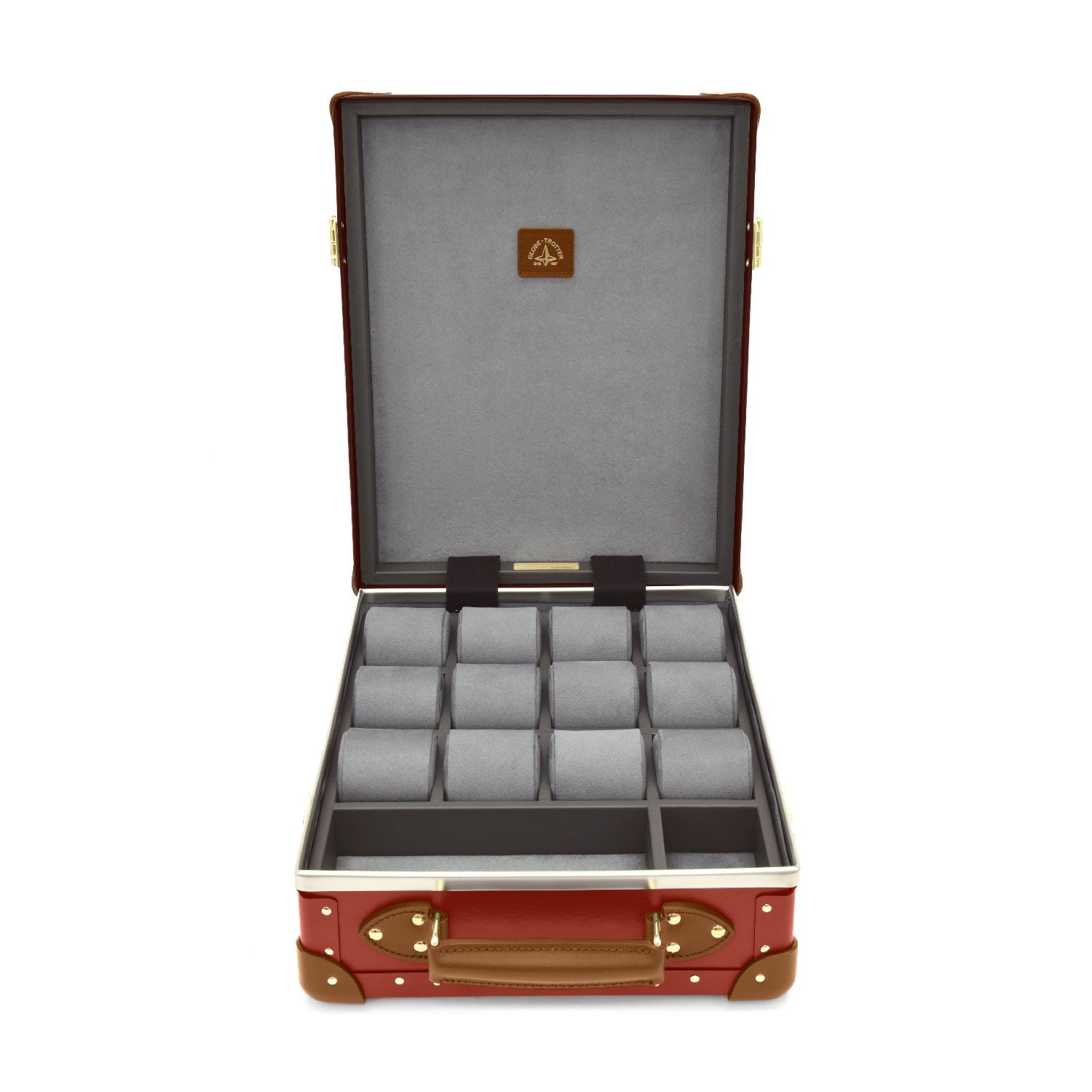 Centenary · 12-Slot Watch Case | Red/Caramel - GLOBE-TROTTER