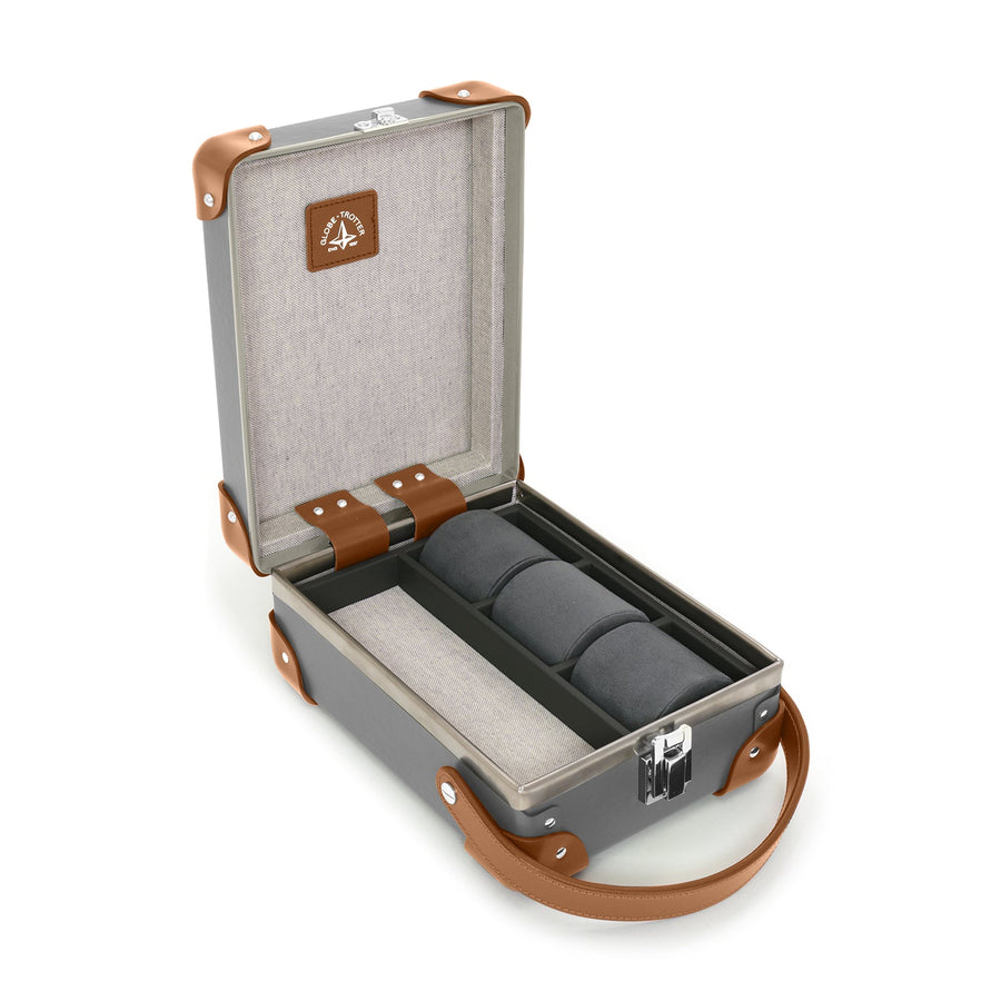 Centenary · 3-Slot Watch Case | Grey/Caramel/Chrome – first image