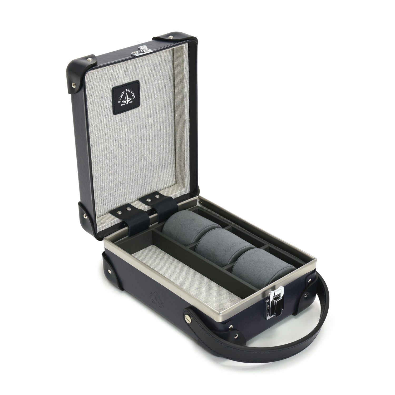 Centenary · 3-Slot Watch Case | Navy/Navy - GLOBE-TROTTER