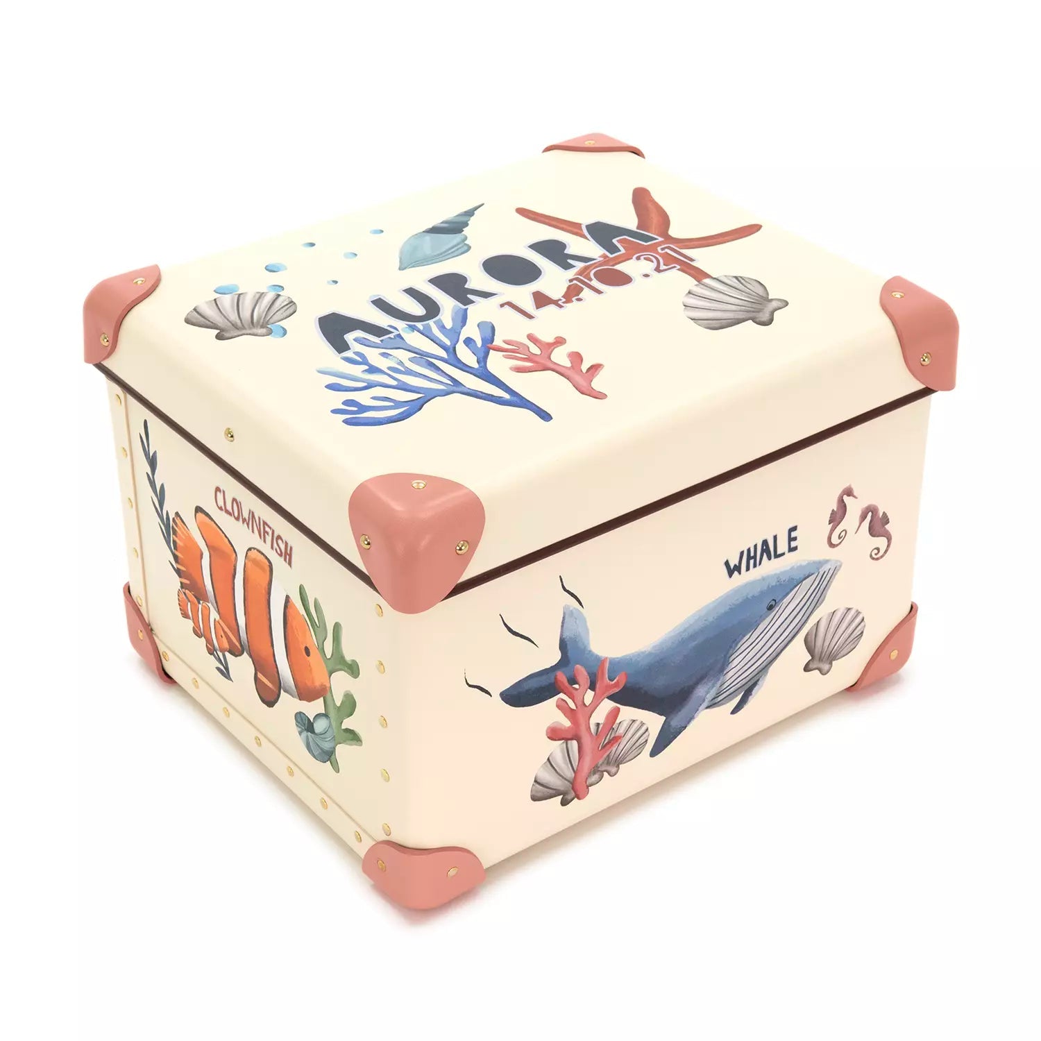 Occasions · Custom Children's Keepsake Box | Sea Life - Ivory/Desert Rose - GLOBE-TROTTER