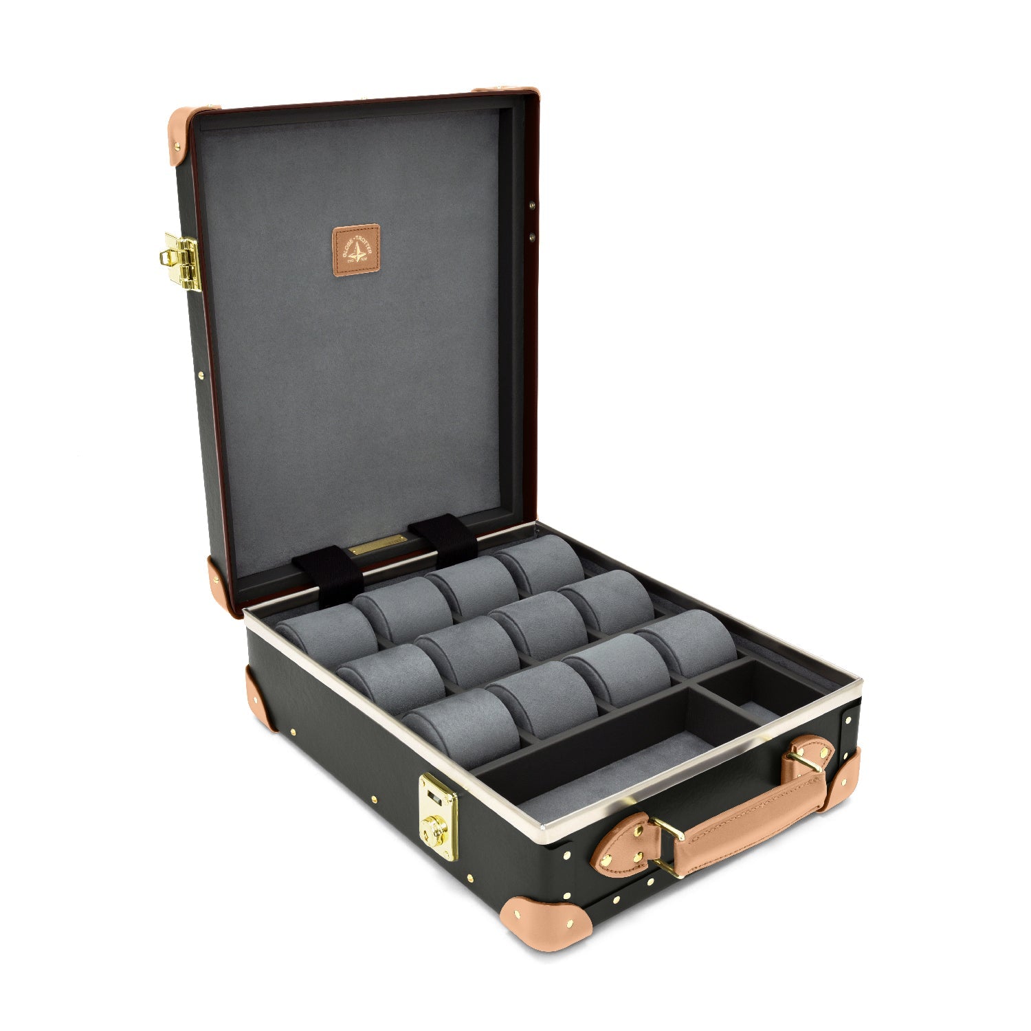 Safari · 12-Slot Watch Case | Brown/Natural - GLOBE-TROTTER