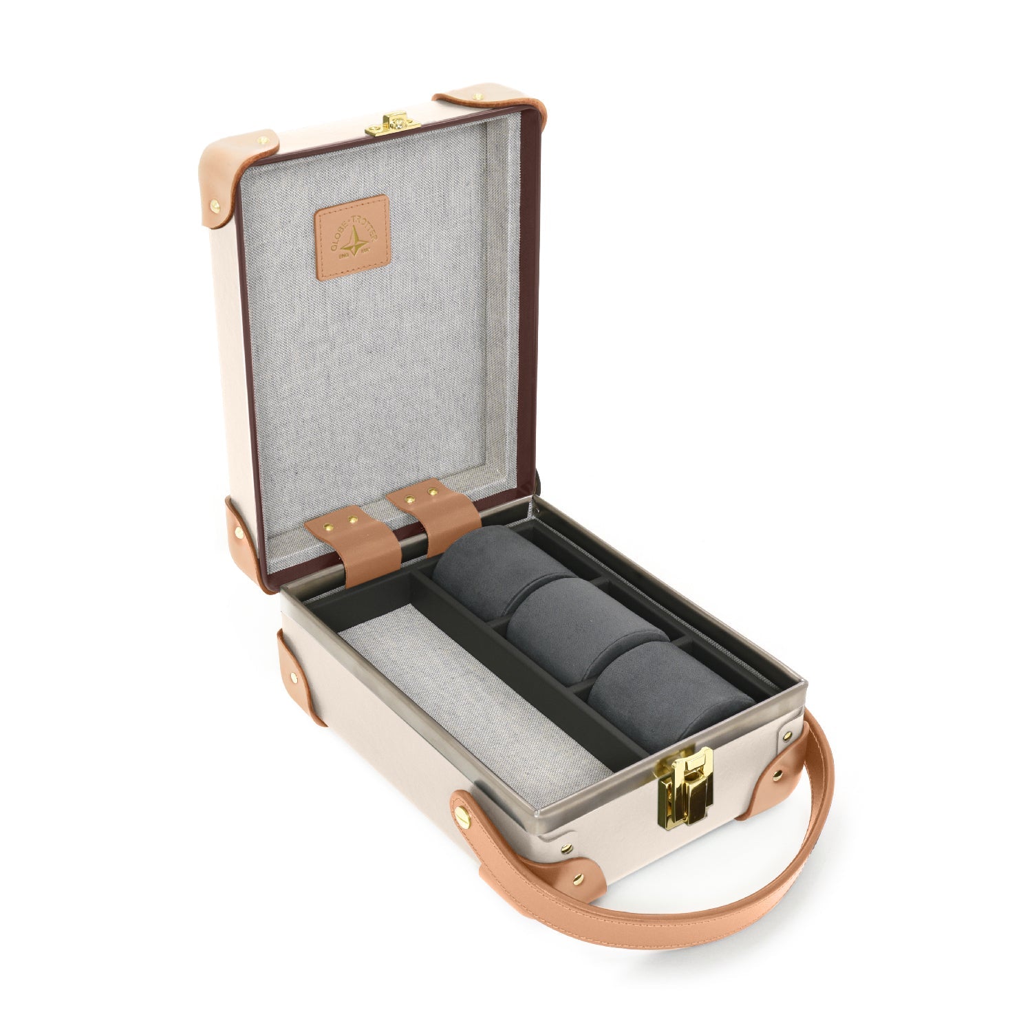 Safari · 3-Slot Watch Case | Ivory/Natural - GLOBE-TROTTER